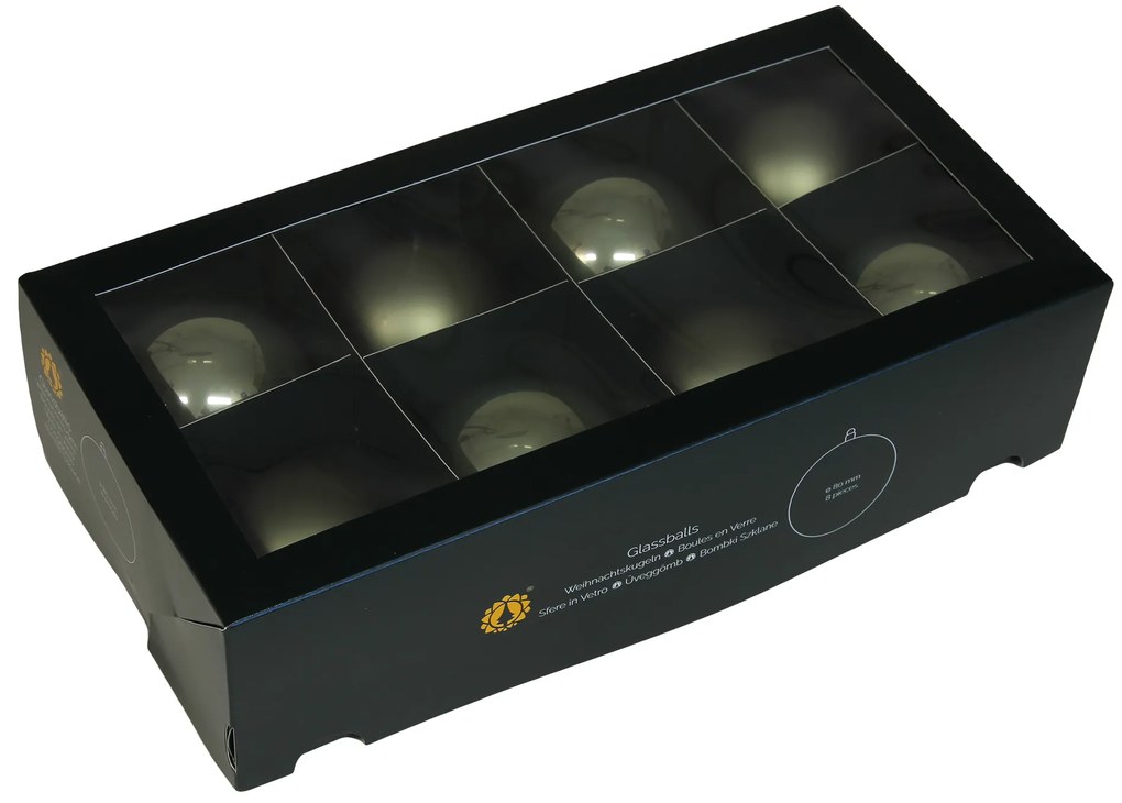 Kolekcia sklenených gúľ vo farbe nočná modrá Variant: Hviezdy, Ø:4cm, 12ks