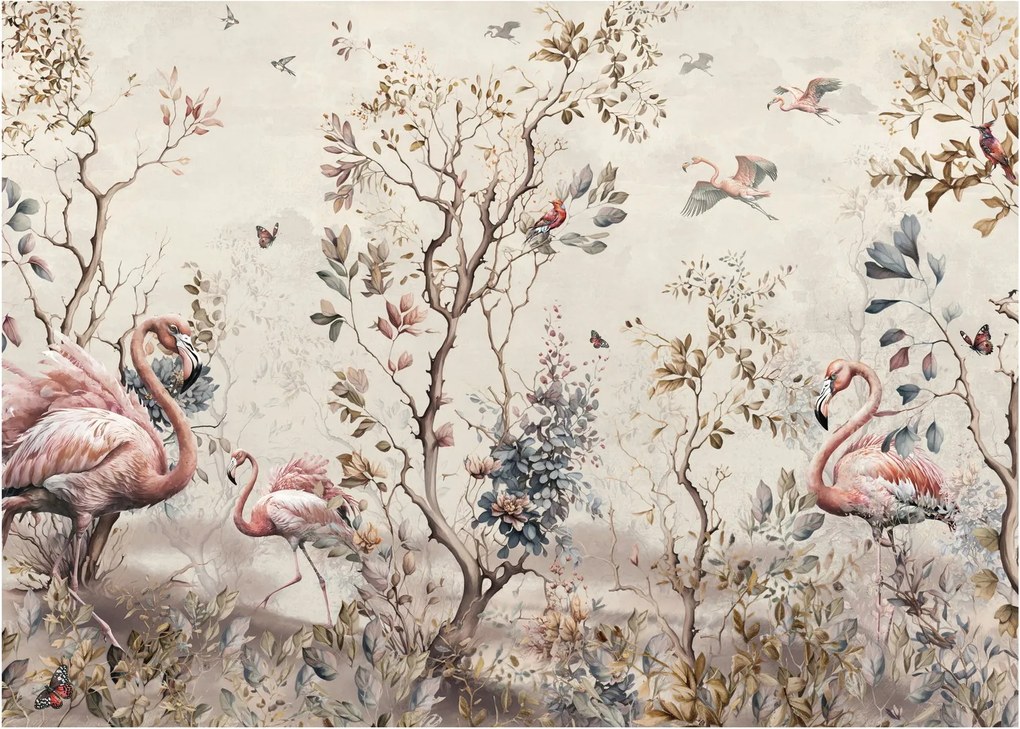 Obraz - Kresba plameniakov (70x50 cm)