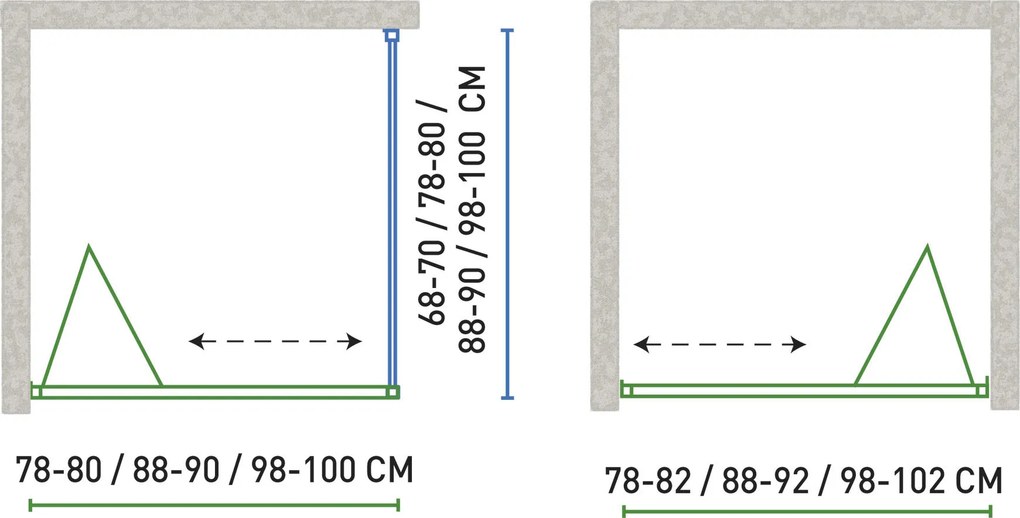Novoterm Zalamovacie sprchové dvere NV-Solid DH CHR 90, chróm/transparent - bez vaničky