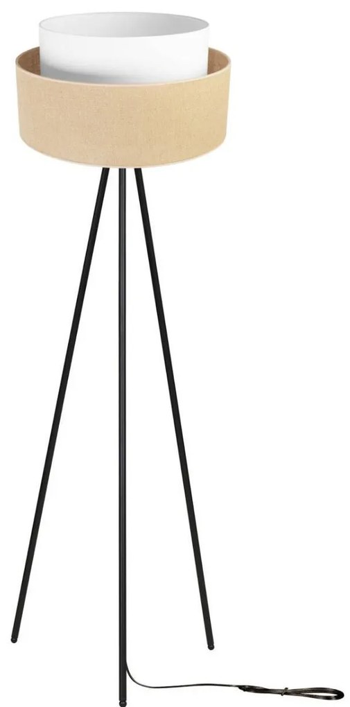 Podlahová lampa JUTA, 1x jutové/biele textilné tienidlo, (výber z 2 farieb konštrukcie), M