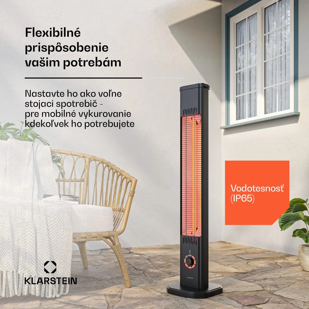 Klarstein DualisHeat infračervený ohrievač stojací | 2000 W | 15 m² | Flexibilný | 105 cm x 25 cm