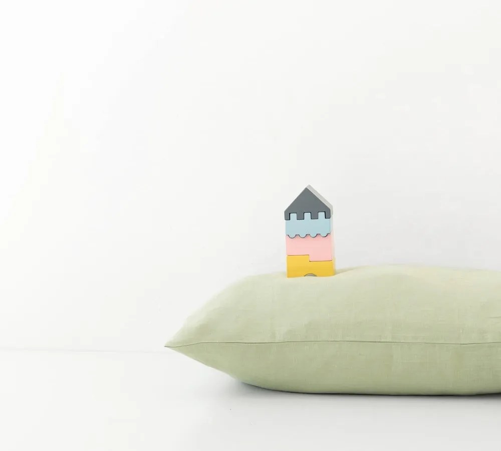 Detská zelená ľanová obliečka na vankúš Linen Tales Nature, 40 x 60 cm