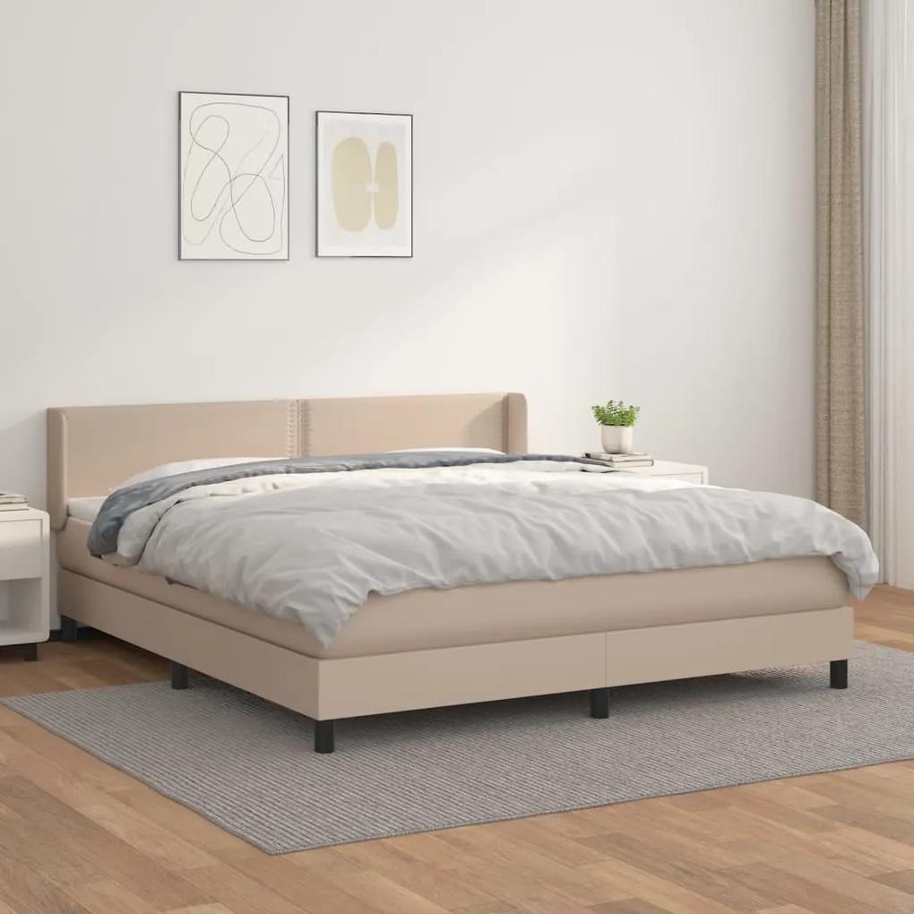 Boxspring posteľ s matracom kapučínová 180x200 cm umelá koža 3130738