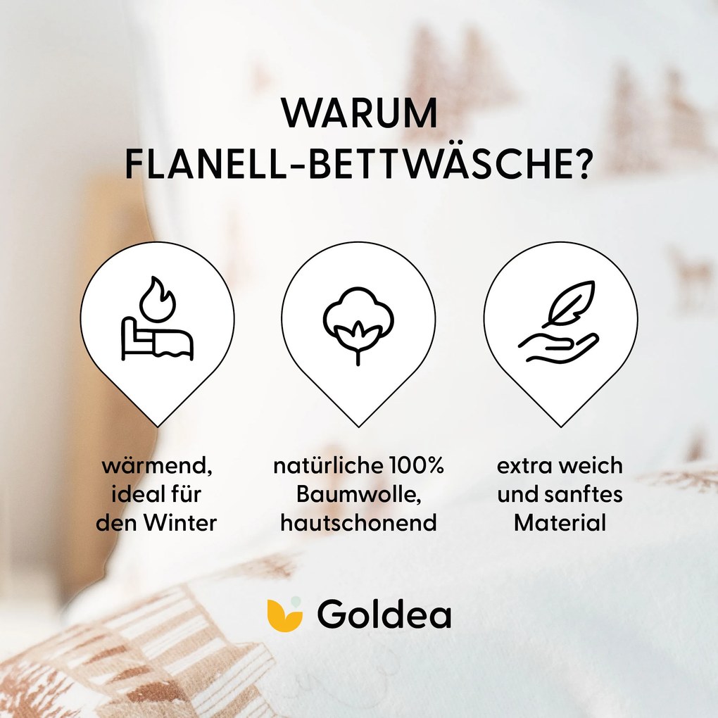 Goldea flanelové posteľné obliečky - beskydy 240 x 220 a 2ks 70 x 90 cm