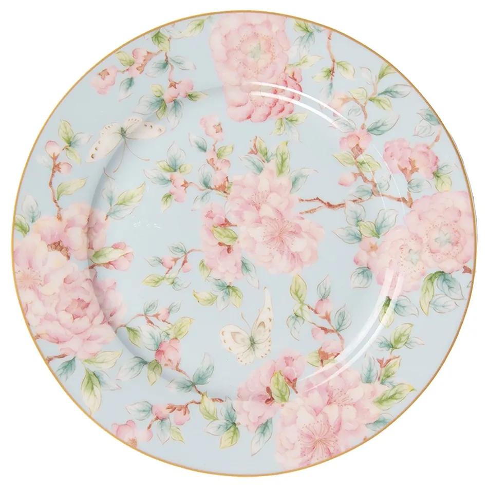 Porcelánový dezertný tanierik s ružovými kvetmi Rosa - Ø 19*2 cm