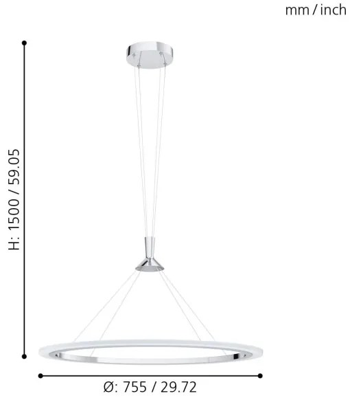 Eglo 98427 - LED RGB stmievateľný luster na lankách HORNITOS-C LED/37W/230V + DO