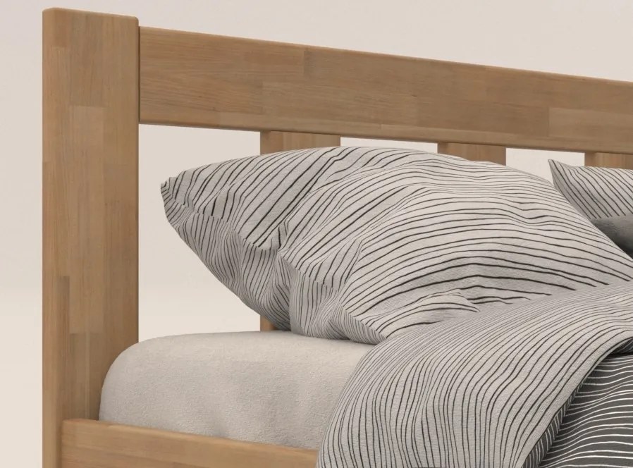 Rohová posteľ so zástenou vpravo Tema P 180x200 cm, prírodný buk