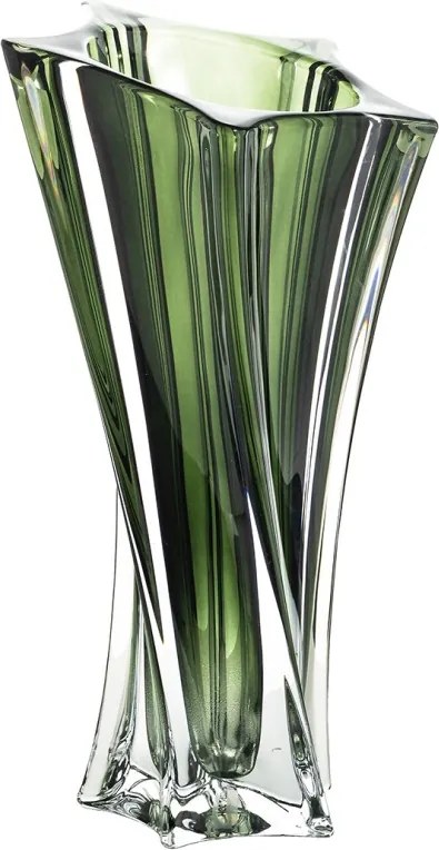 KRIŠTÁĽOVÁ VÁZA BOHEMIA YOKO GREEN 330MM
