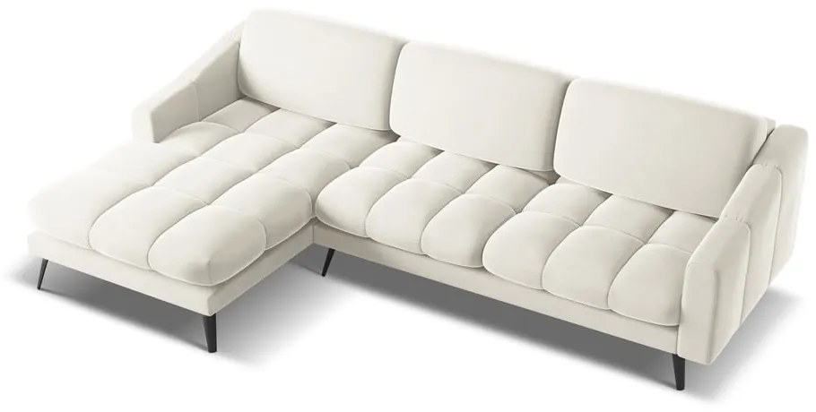 Krémovobiela zamatová rohová pohovka (ľavý roh) Nalu – Makamii