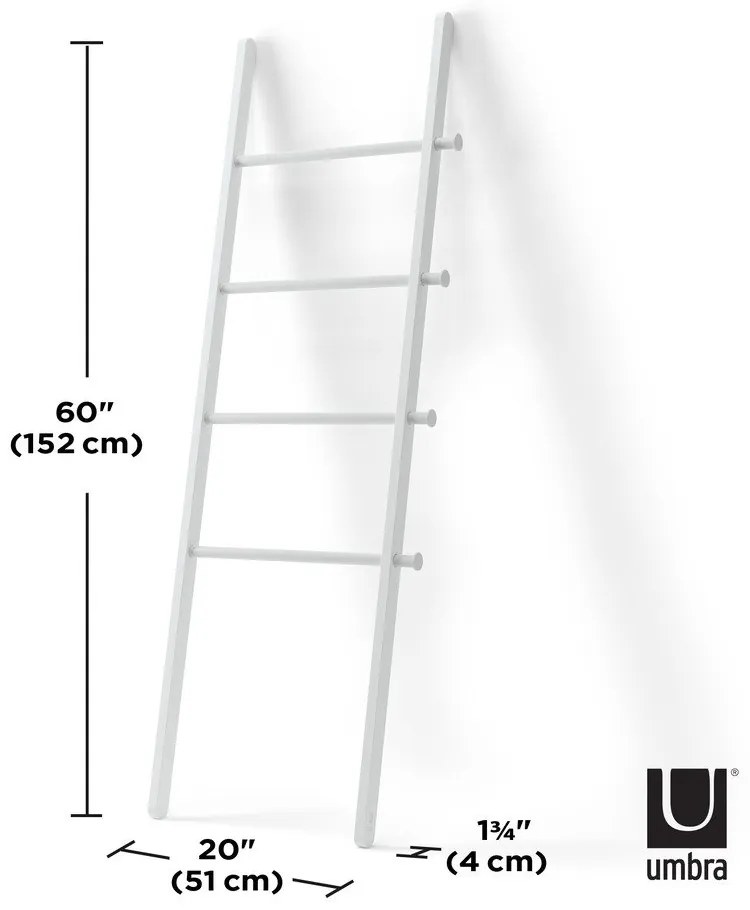 Biely dekoratívny rebrík z topoľového dreva Leana - Umbra