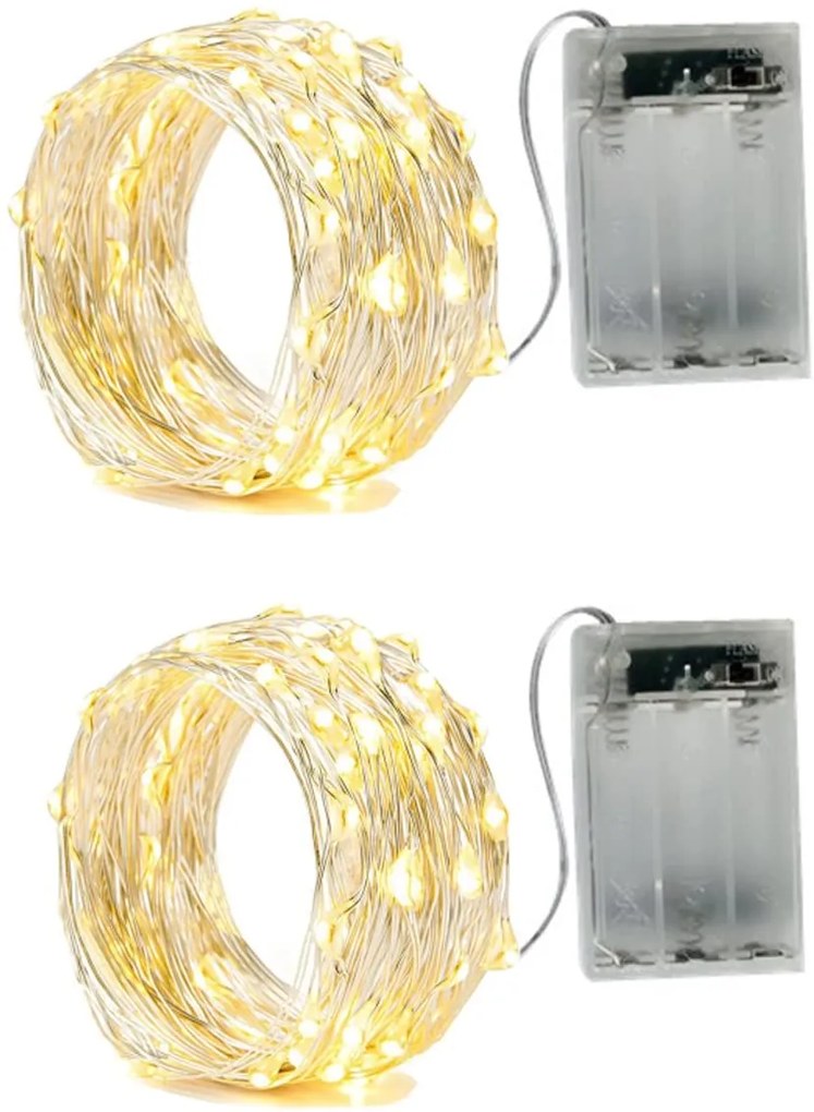 Vianočné mikro reťaz na batérie, teplá biela, 5m, 50 LED