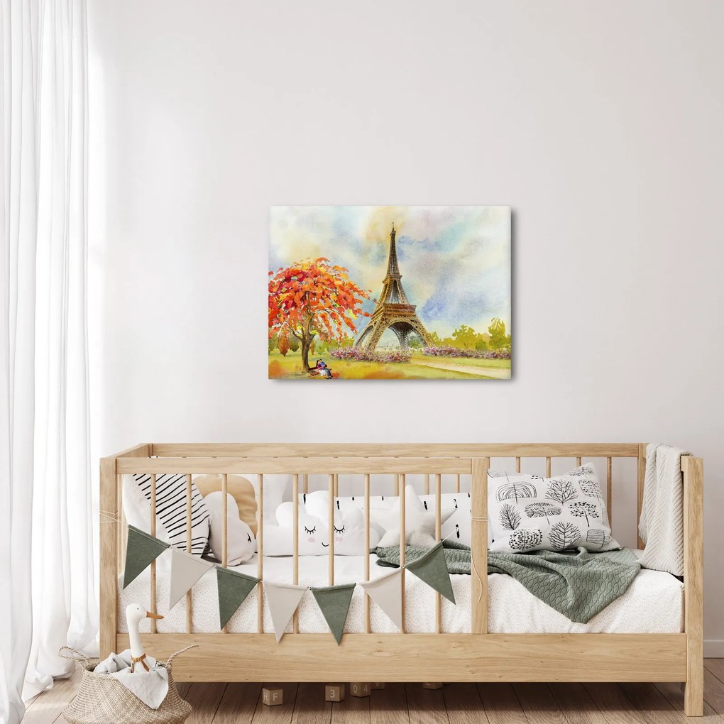 Maľovaný obraz Eiffelovej veže (70x50 cm)