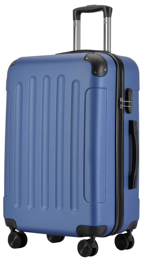 Stredný kufor so 4 kolieskami 65x44,5x27 cm, veľkosť M, modrá farba