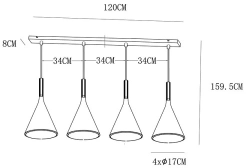 Lucide 35410/04/30 - Luster na lanku GIPSY 4xE27/25W/230V
