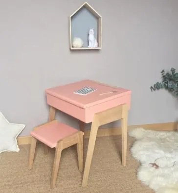 Detský pracovný stôl a stolička JUNGLE BY JUNGLE - ružová farba