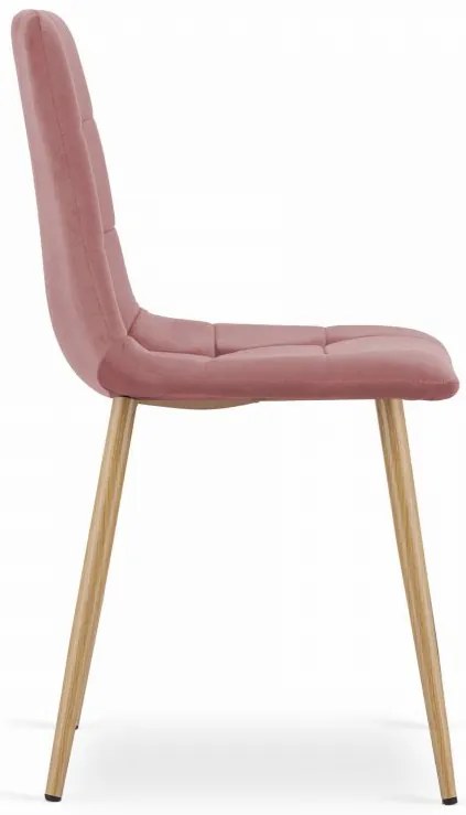 Jedálenský set 1 + 4, stôl UMEKO 120x80 cm dub sonoma + ružová zamatová stolička KARA