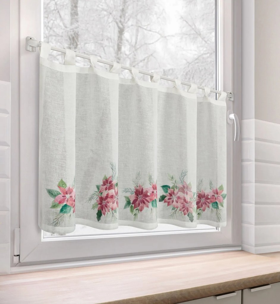 KRÁTKA VIANOČNÁ ZÁCLONA NA PÚTKACH XMAS3 60X150 CM VZOROVANÁ
