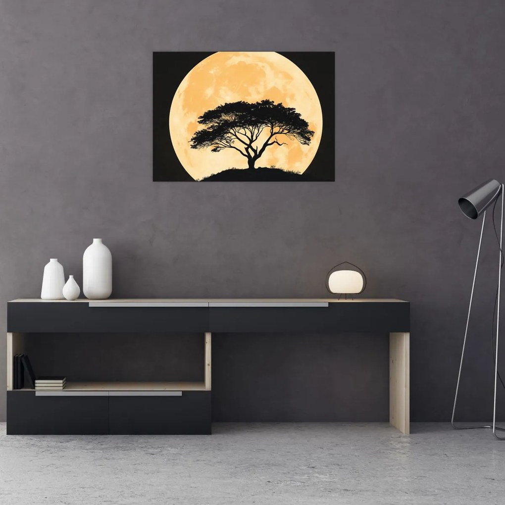 Sklenený obraz – Strom v zlatom splne II. (70x50 cm)