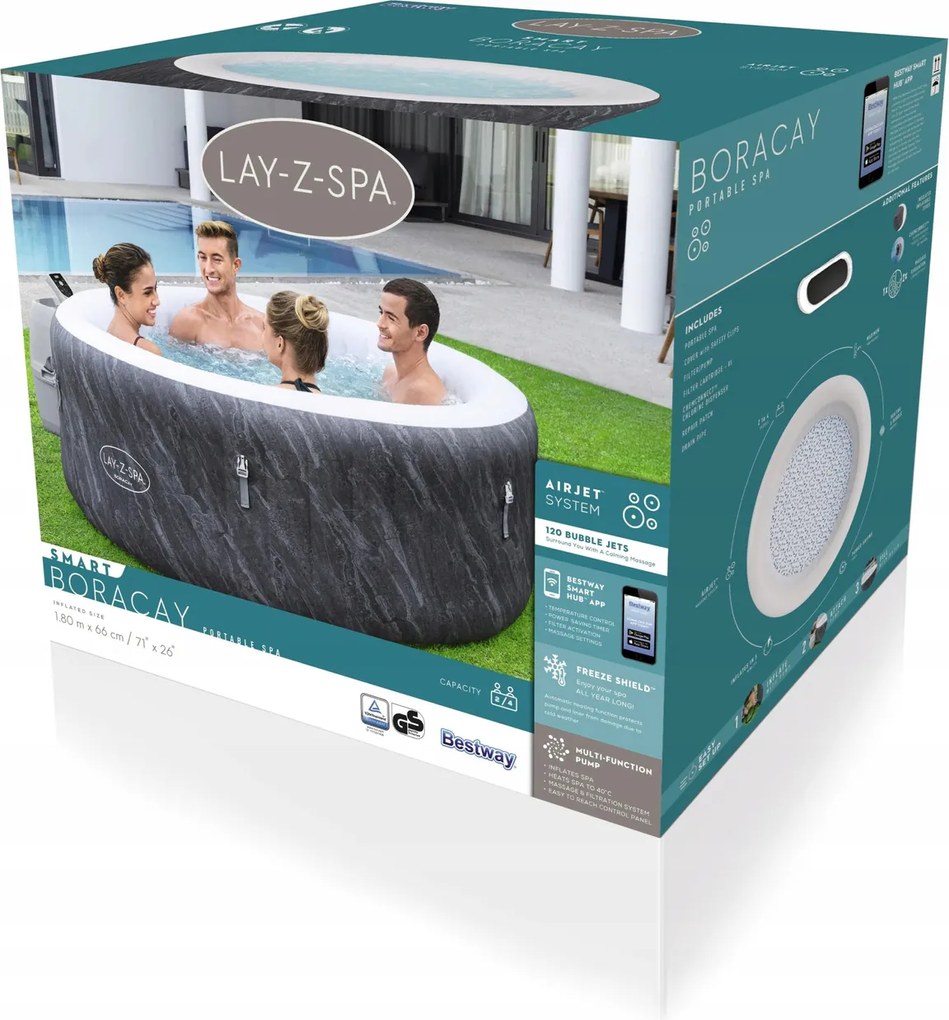 Bestway LAY-Z-SPA BORACAY AIRJET JACUZZI 180 X 66 CM