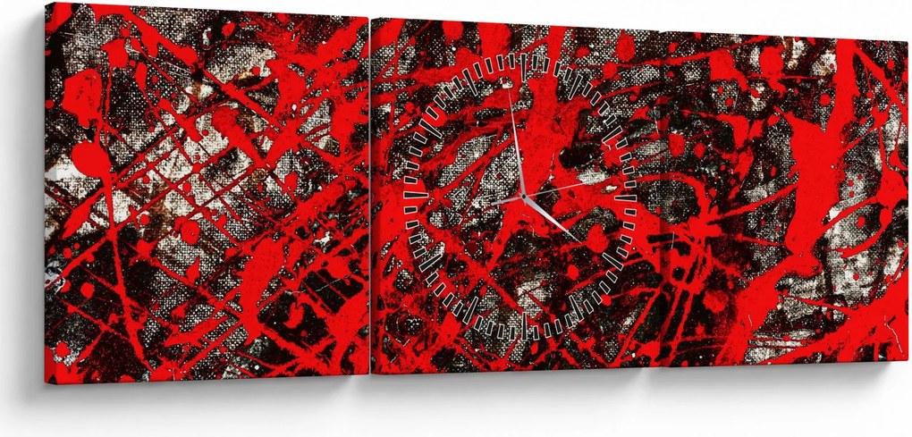 Obraz - Expresívne abstrakcie (s hodinami) (90x30 cm)