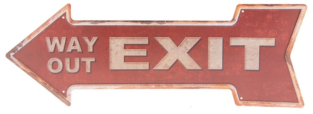 Červená plechová ceduľa Exit - 46 * 15 cm