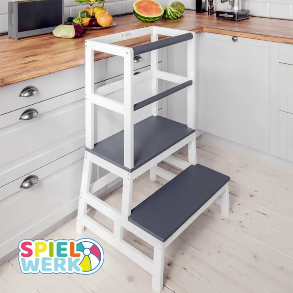 Spielwerk Učiaca veža PLAY borovica, 93x56x49, biela/antracit