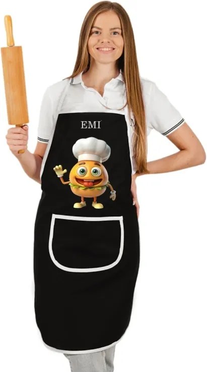 Kuchynská zástera Burger EMI, čierna