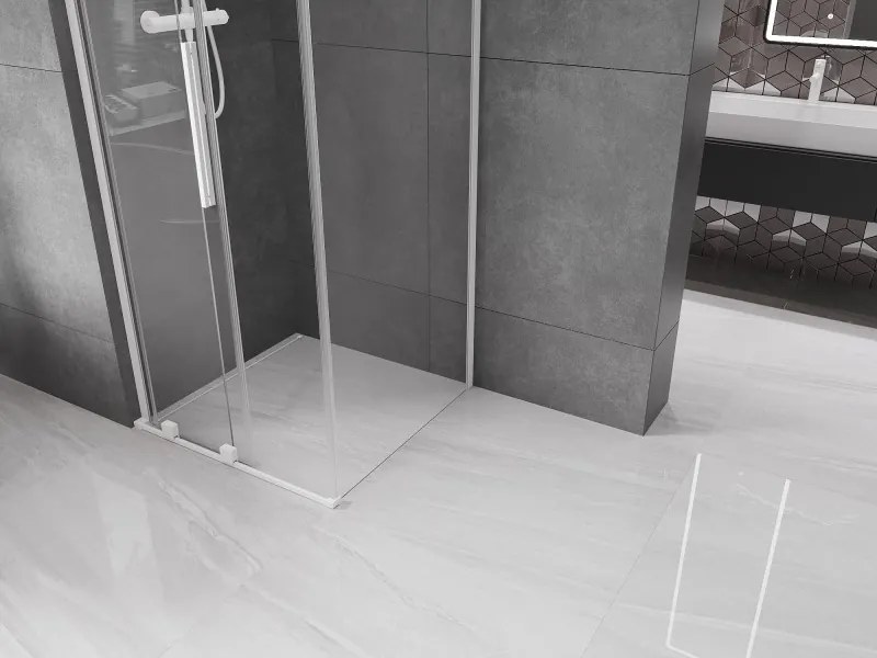 Mexen Velar L, sprchový kút s posuvnými dverami 90 x 90 cm, 8mm číre sklo, biela matná, 871-090-090-03-20