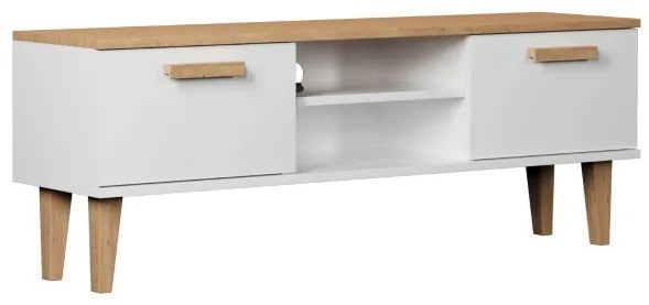 TV stolík DENVER 120 cm biely/dub hickory