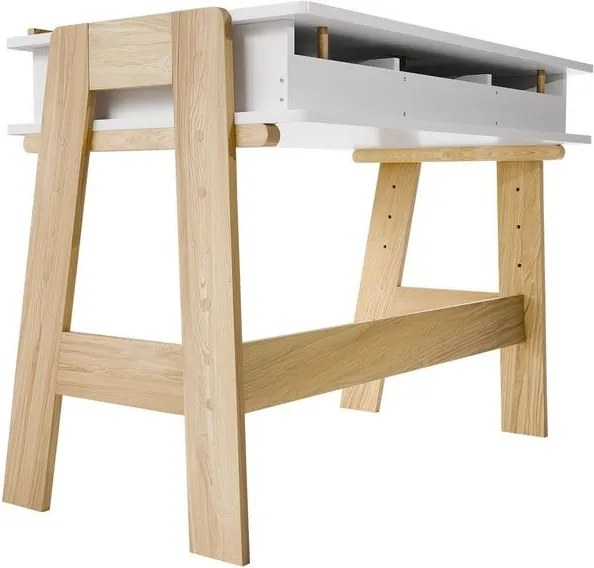 Detský rastúci stôl s úložným priestorom, biely