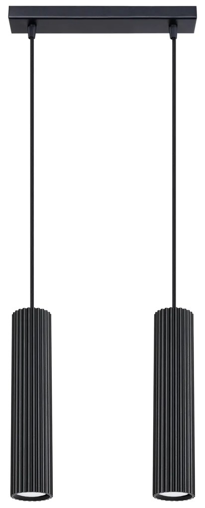 Závesné svietidlo Karbon, 2x čierne kovové tienidlo