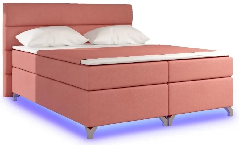 Posteľ Boxspring Amadeus + LED 200x180, tm. hnedá (látka - bao 07)
