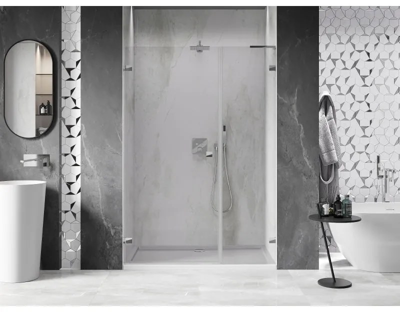 Mexen Lunar-B, L Otočné ľavé sprchové dvere 150 cm, 8mm číre sklo, chrómový profil, 832SL-150-050-01-00-L