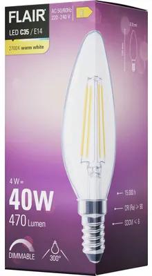 LED žiarovka FLAIR C35 E14 4W/40W 470lm 2700K číra stmievateľná
