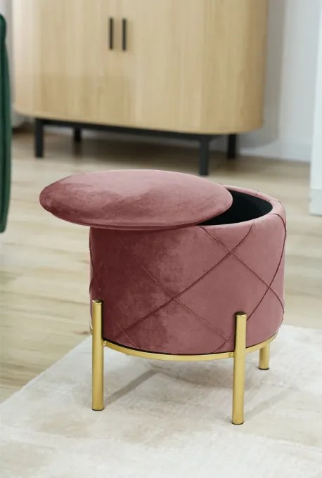 Úložná taburetka SAVANA pudrovo ružová