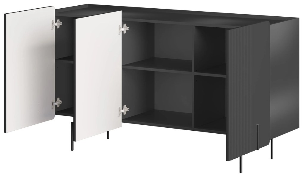 Komoda Malmi 150 cm - čierny mat / čierna