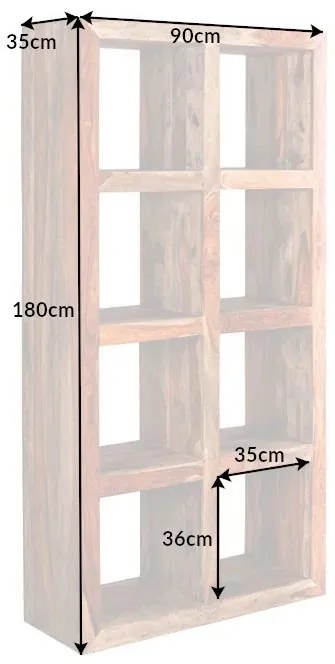 Dizajnový regál Timber 180 cm Sheesham dymový