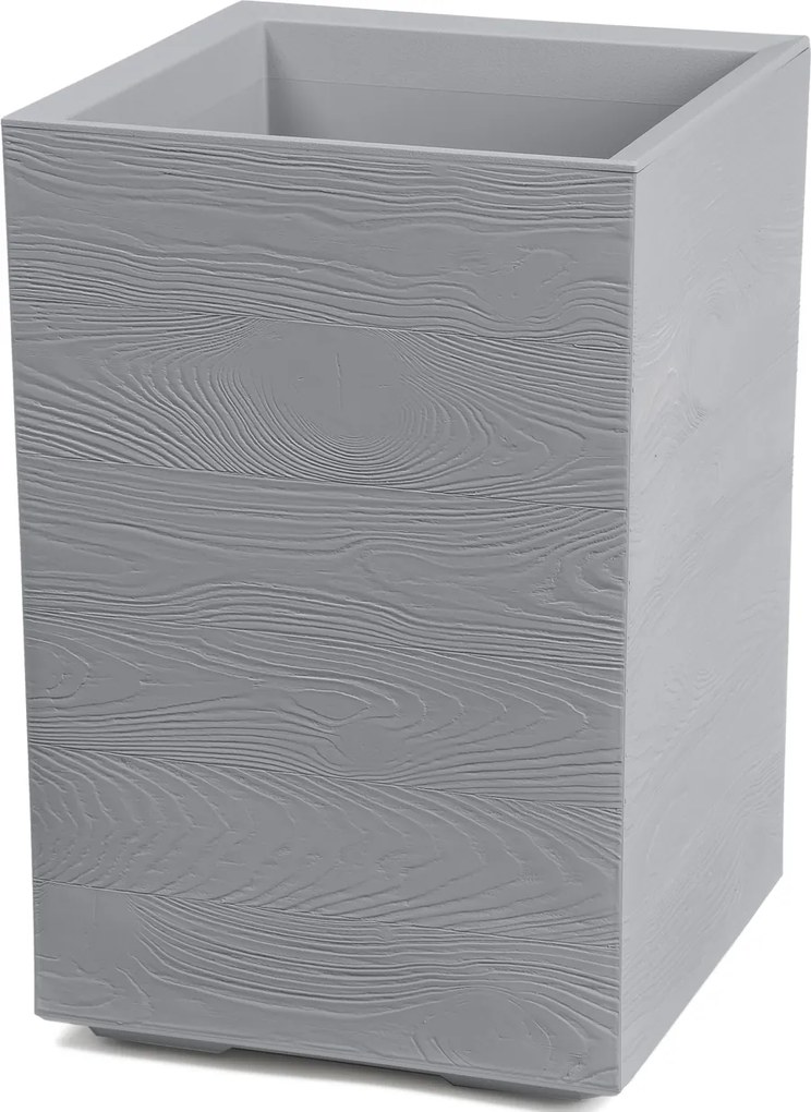 PLASTOVÝ KVETINÁČ NA KOLIESKACH BETONIQUE ECO 60X40X40 CM DREVENÝ DEKOR SIVÁ