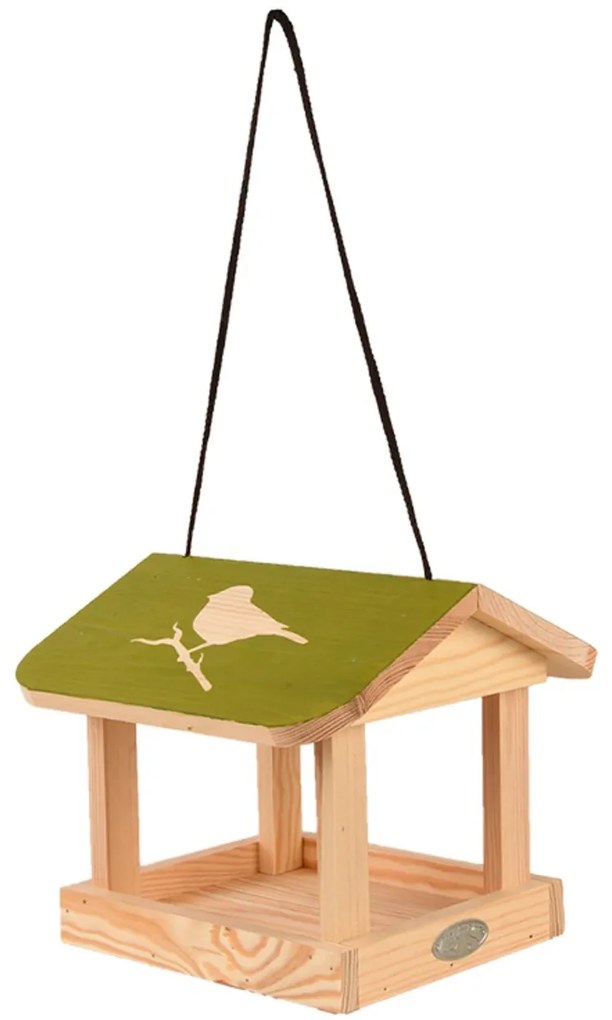 Závesné kŕmidlo pre vtáky Elisa, 19,5x24x24 cm, drevo, hnedá/zelená