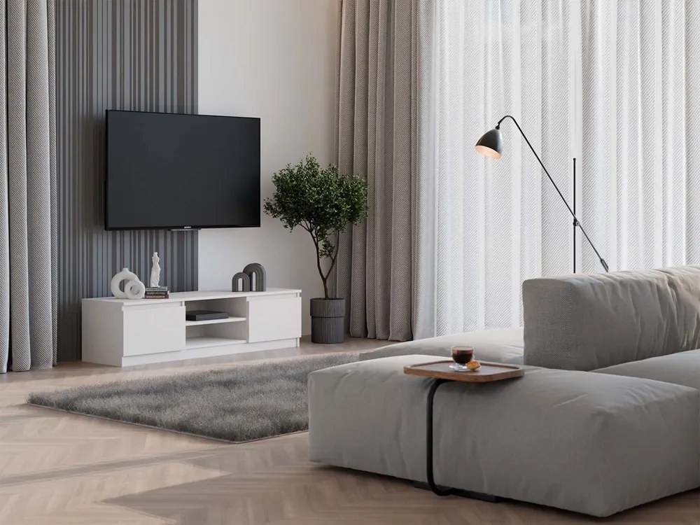 TV skrinka Musecalo 140 (biela matná). Akcia -21%. Vlastná spoľahlivá doprava až k Vám domov. 1132506
