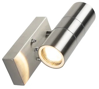 Vonkajšia nástenná lampa oceľ 2-svetlo IP44 so senzorom súmraku - Duo