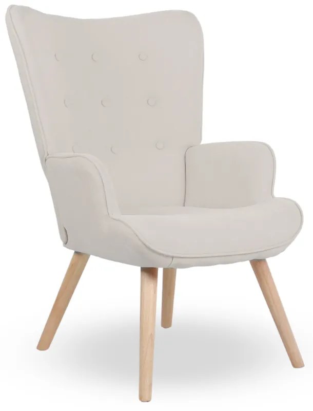 Kreslo ušiak LUGO — masív, látka, prírodná / krémová