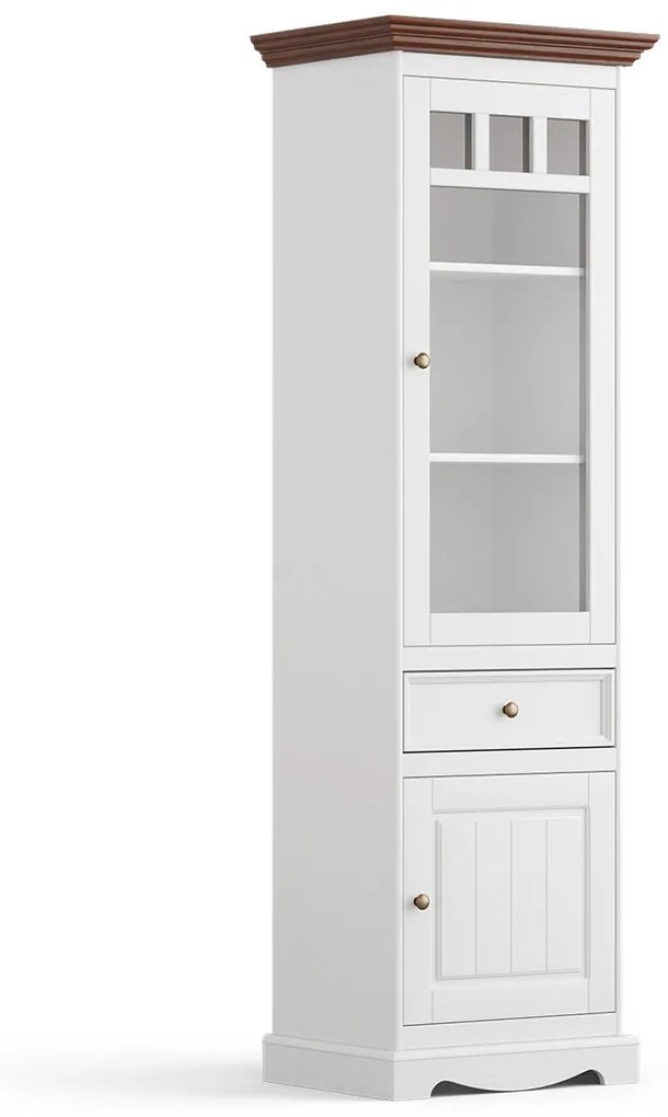 PROXIMA.store - Rustikálna vitrína 2s.1 - BELLUNO ELEGANTE FARBA: biela - orech