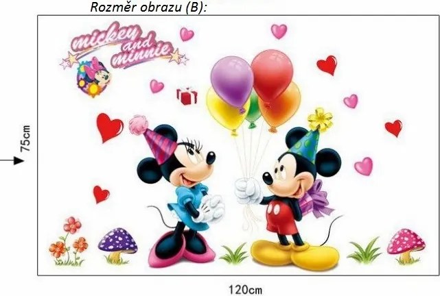 Veselá Stena Samolepka Mickey Mouse a Minnie Veľkosť: 75 x 120 cm