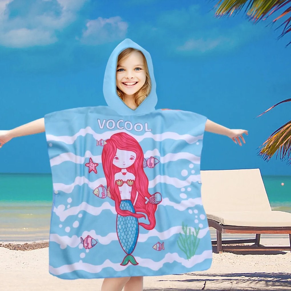 Detské pončo OCEAN GIRL svetlomodré