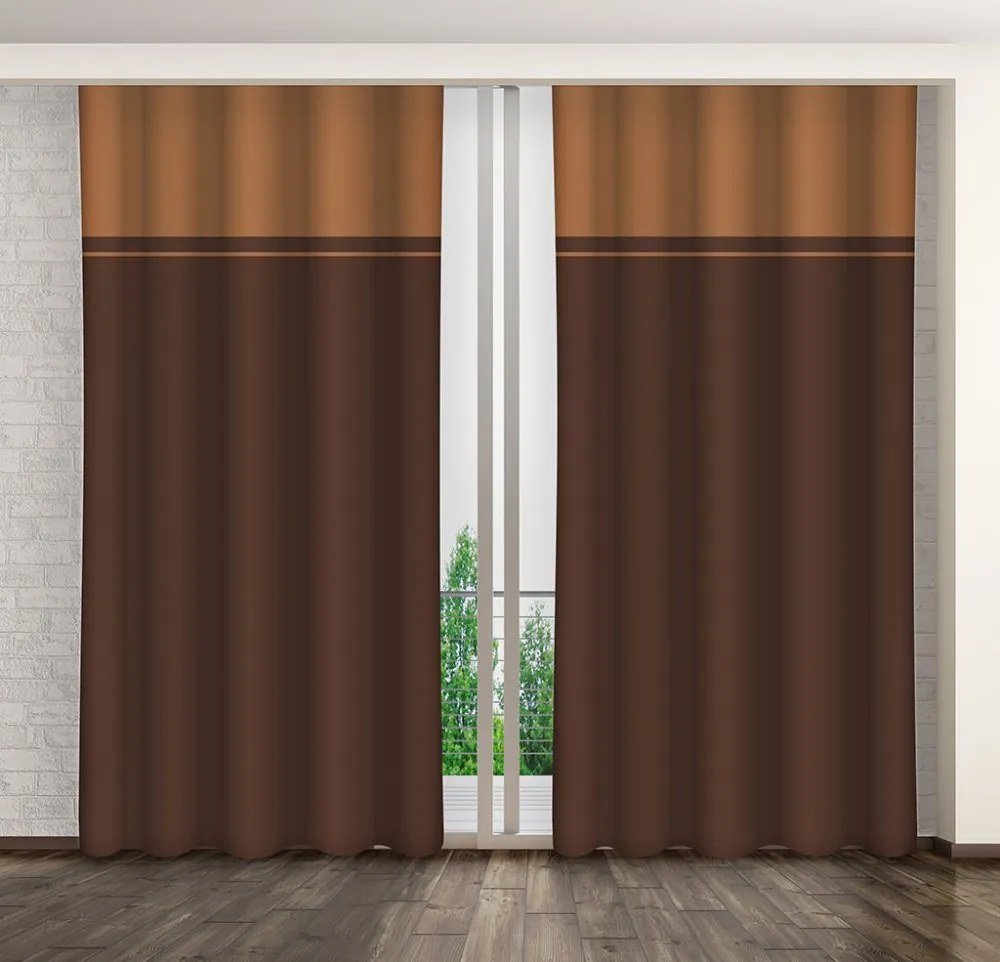 Dvojfarebný hnedo karamelový záves so zavesením na štipce Dĺžka: 250 cm
