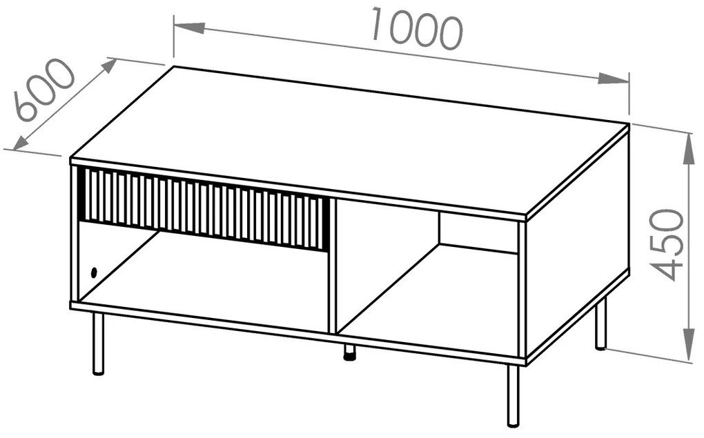 Konferenčný stolík Jamuzi 100x60 cm - kašmír / čierne nožičky