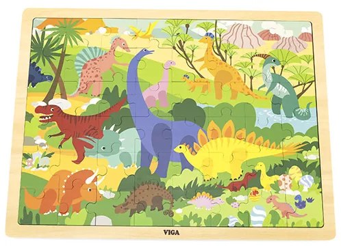 Puzzle na podstavci Viga 44584 48 dielikov - spoznávanie dinosaurov