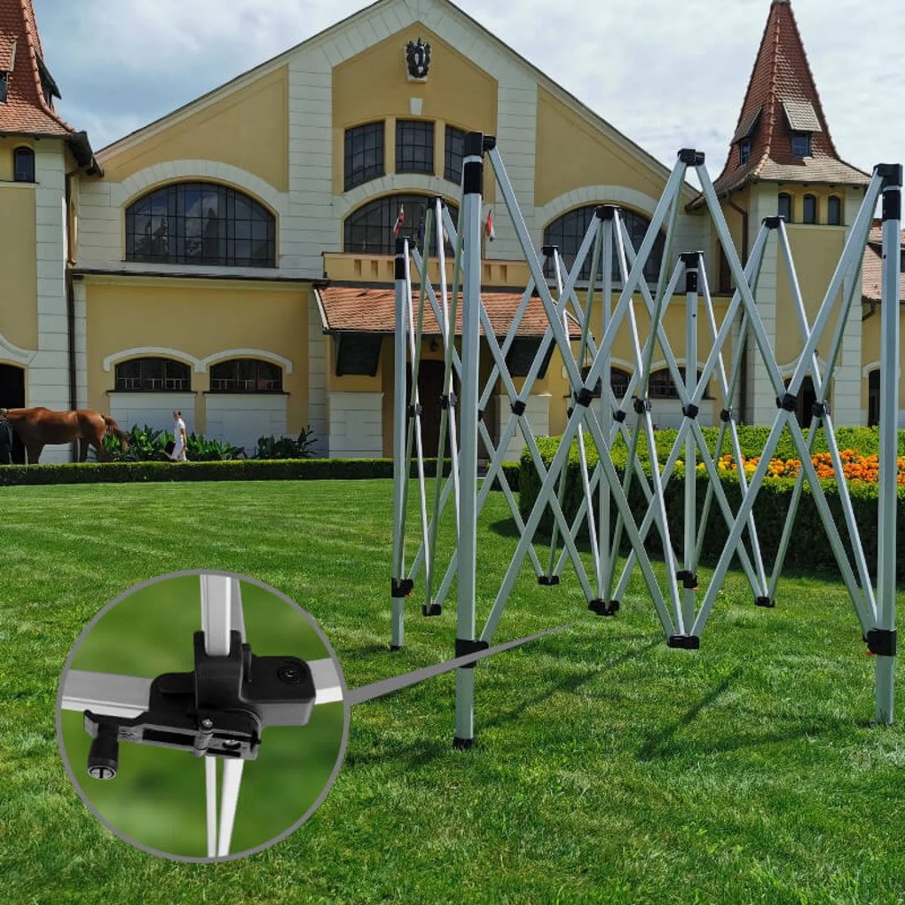 BRIMO Nožnicový stánok 3x3 m - s 3 stenami - Zelená 4