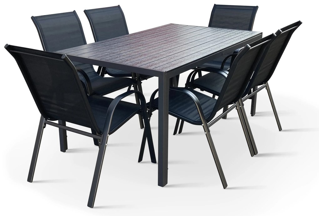Záhradný jedálenský set Viking L + 6x kovová stolička Ramada